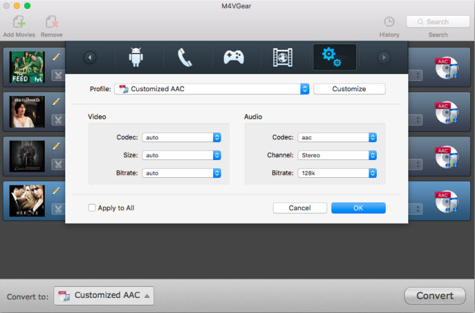 Choose AAC as output