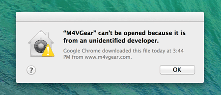 m4vgear can't be opened because it is from an unidentified developer