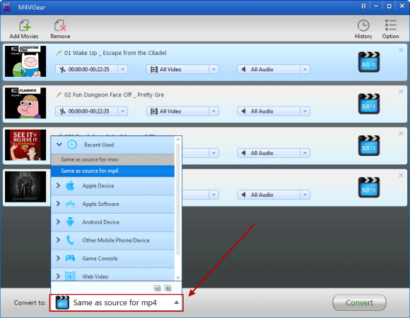 Choose output profile