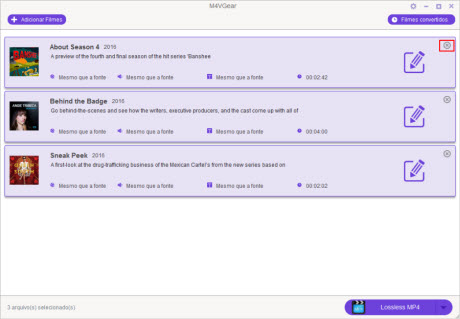 Retirar Adicionado M4V arquivos