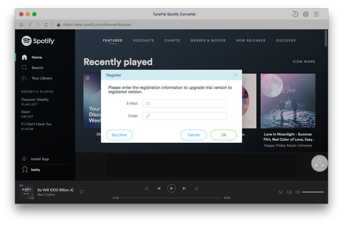 Register Spotify Music Converter for Mac