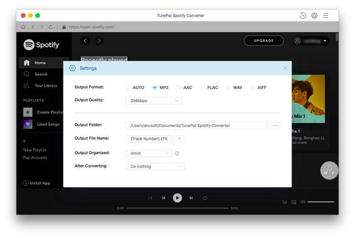 Set AIFF as output format