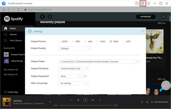 set mp3 as output format