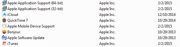 uninstall itunes