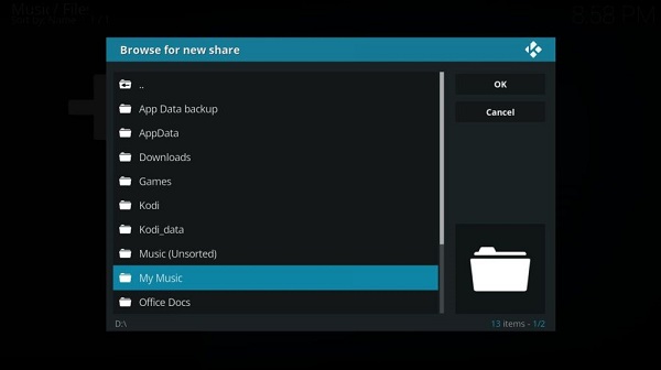 Add the converted Apple Music to Kodi