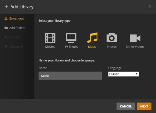 import music files to plex