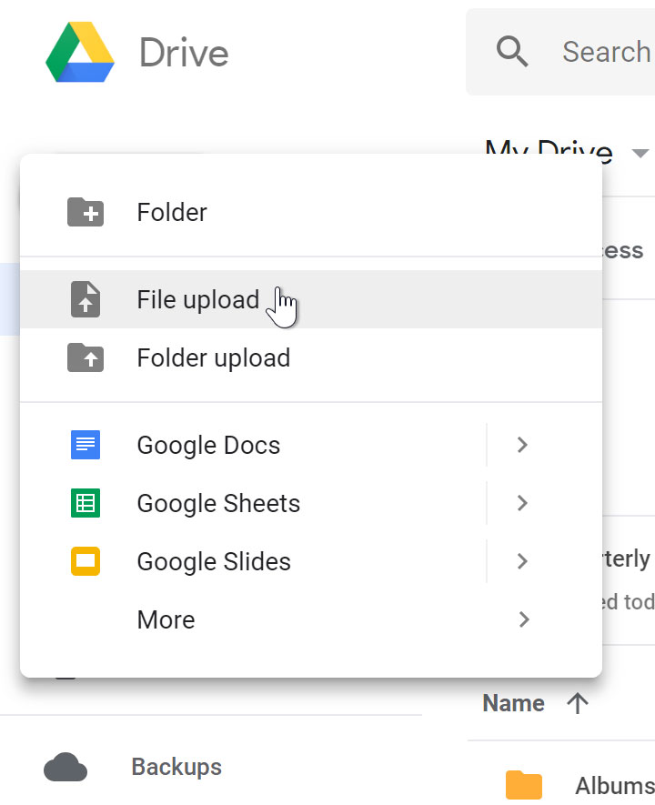 Upload to Google Drive