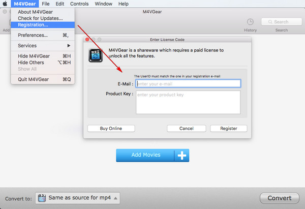 Register M4VGear Converter Mac