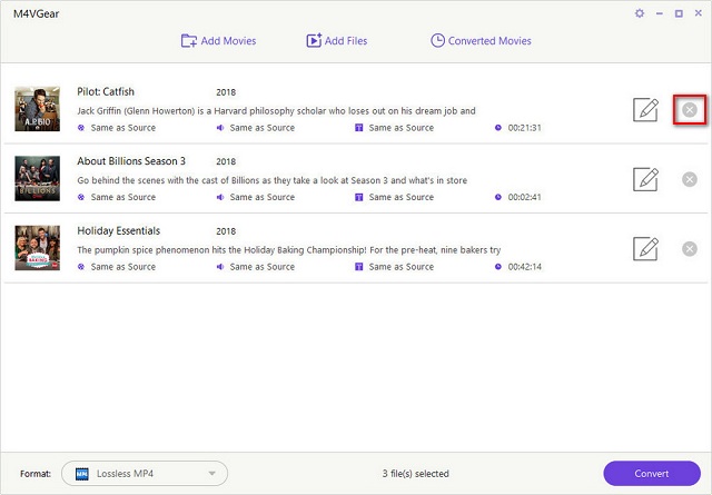 remove added m4v files