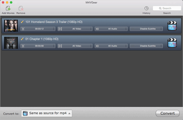 Add iTunes videos to M4VGear