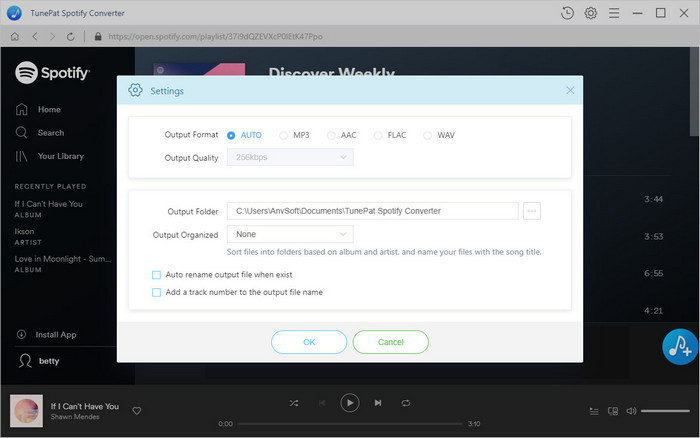 Set MP3 as output format