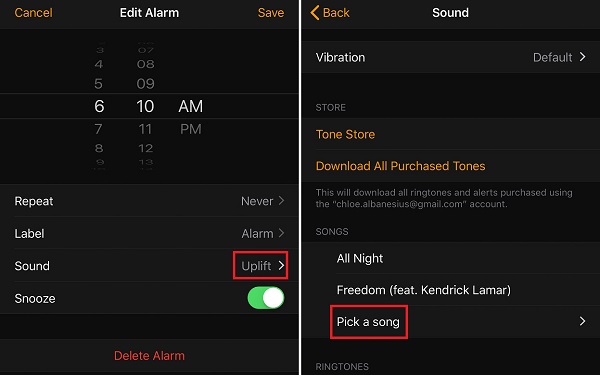 Set the downloaded Spotify songs as alarm for iPhone