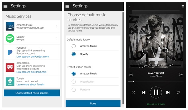 Choose Spotify as Alexa's default music service